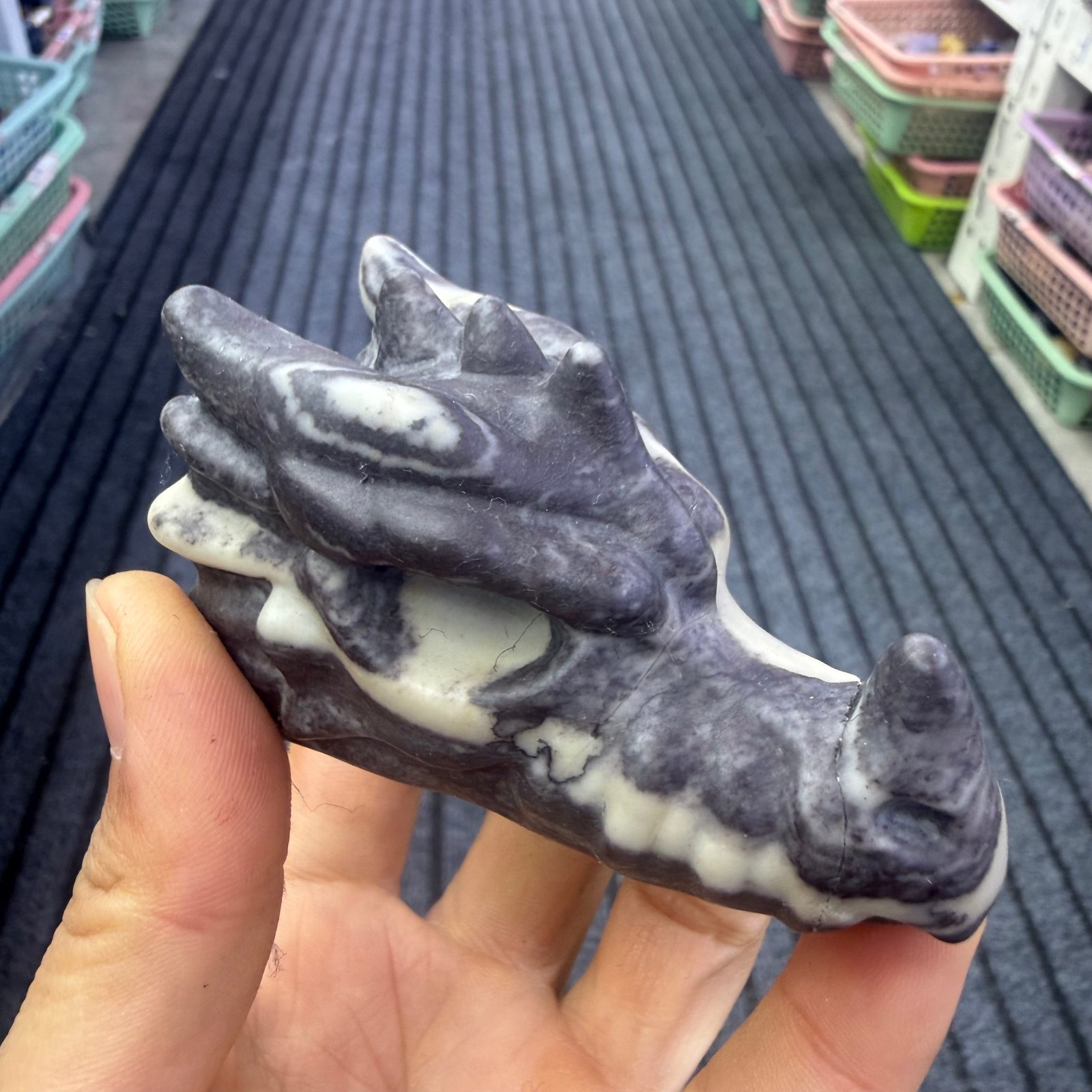 3" natural Colored Stones dragon head Quartz Crystal Carved Reiki Healing 1pc