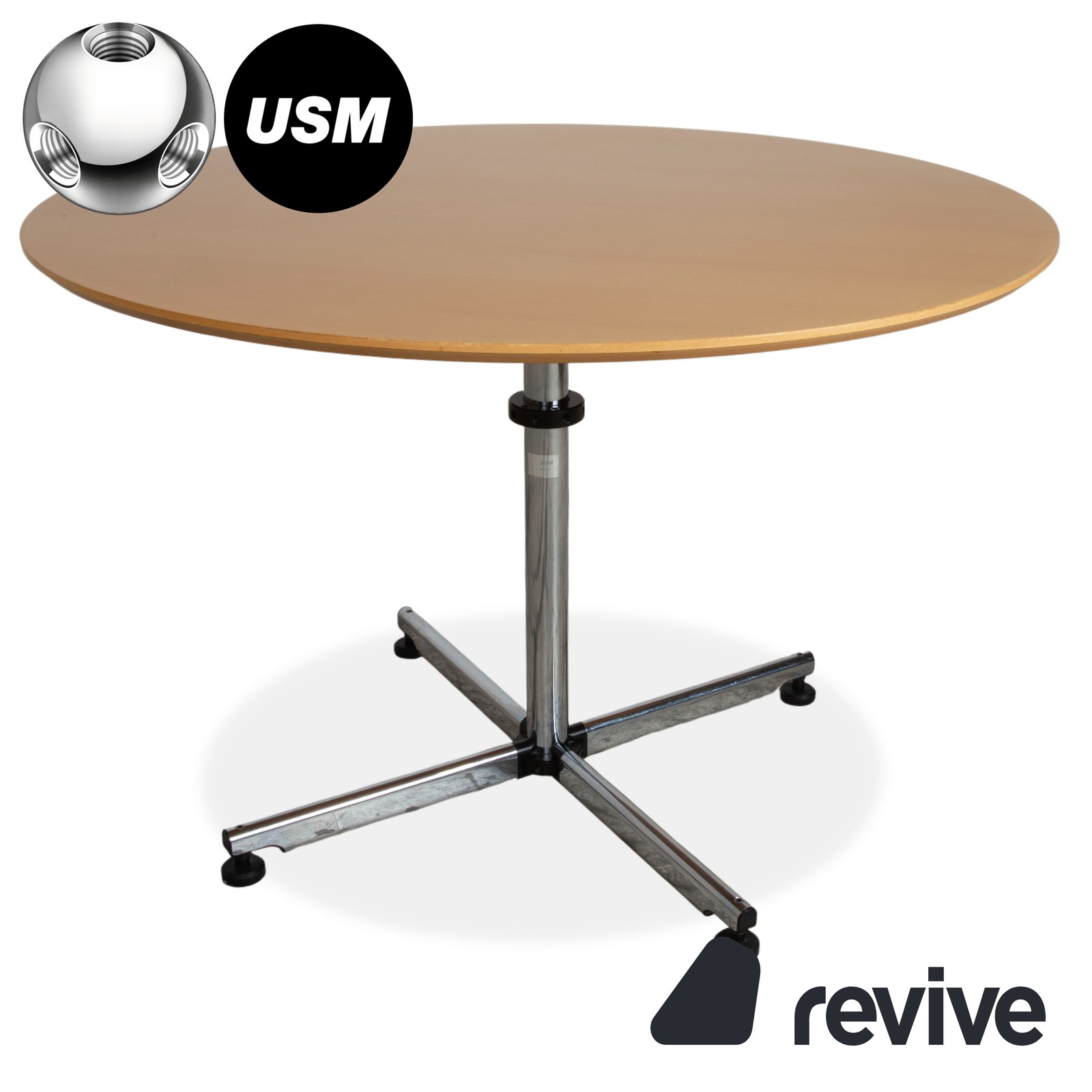 USM Kitos Wooden Dining Table Brown Chrome