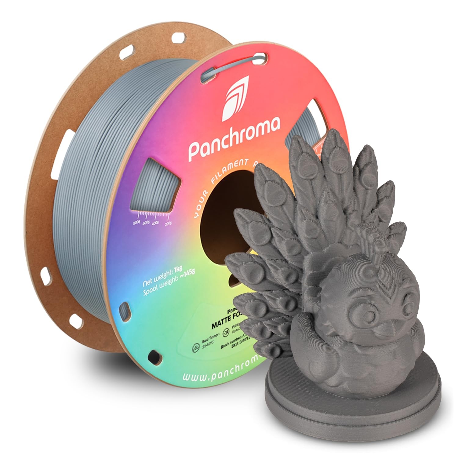 Panchroma Matte PLA Filament 1.75mm 1kg Fossil Grey 3D Printing Polymaker Spool