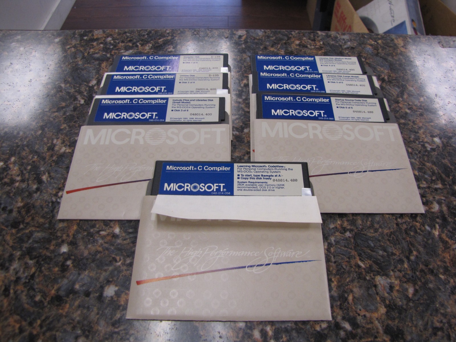 Vintage Lot of (7) Microsoft C Compiler Software Disks 5.25" 048014-400 - JD77