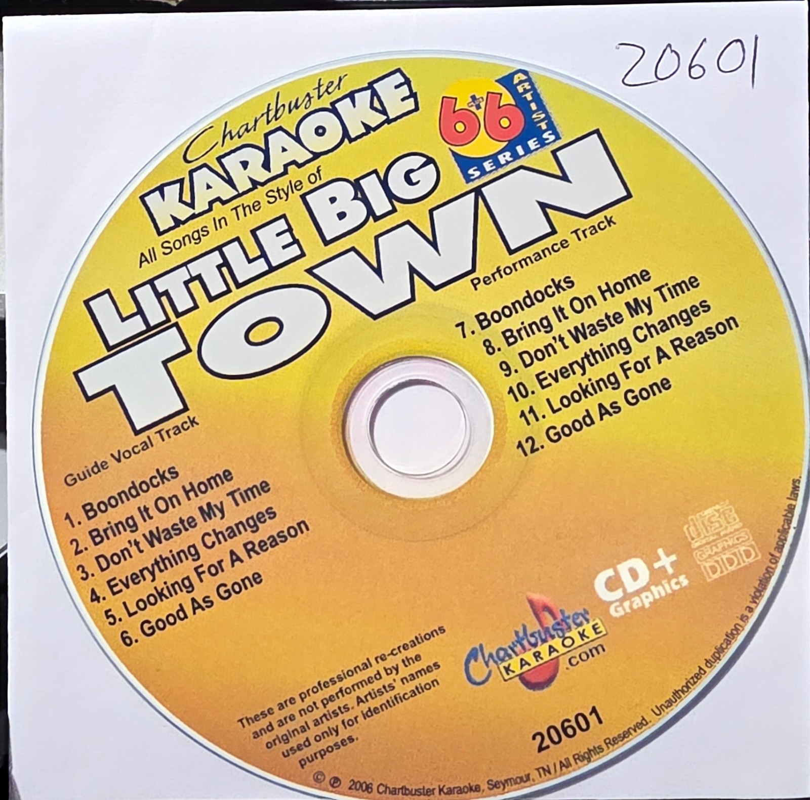 20601 LITTLE BIG TOWN      CHARTBUSTER  KARAOKE CDG  LOT LONG DRIVE