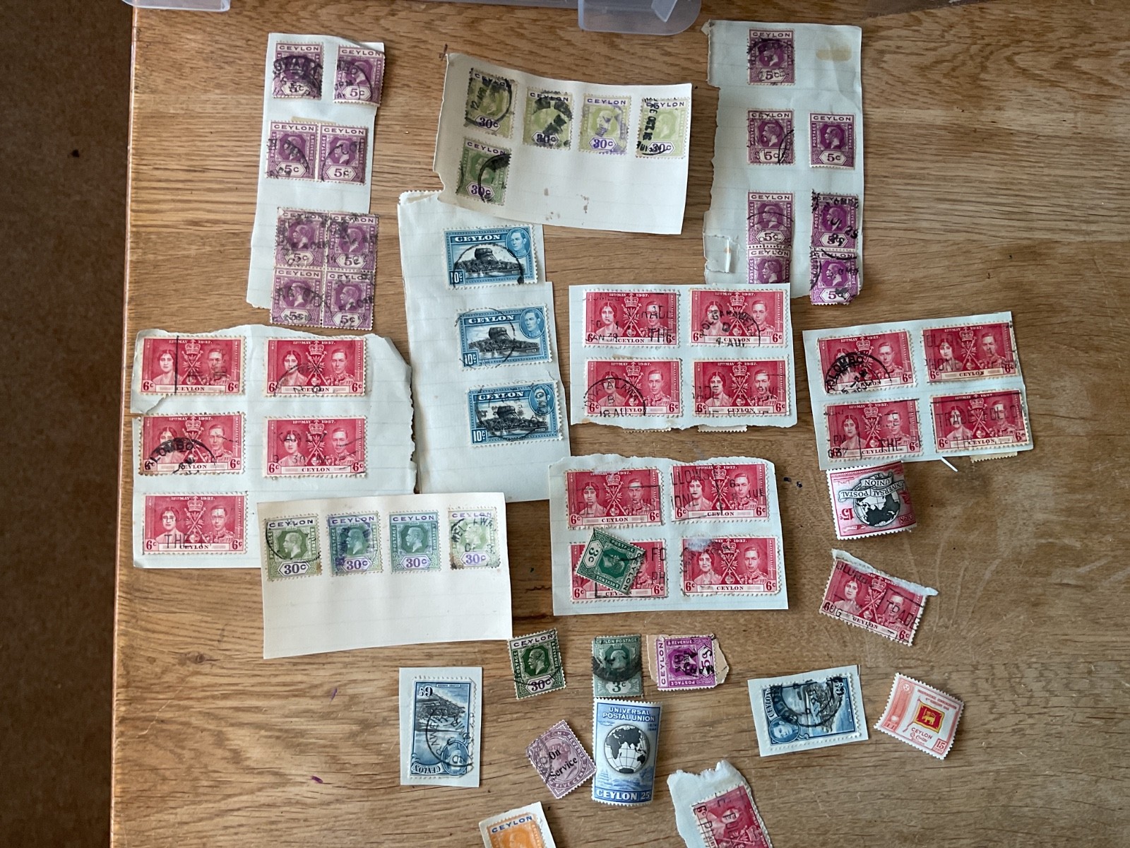 Ceylon  mounted mint or used stamps on paper pieces  B3481