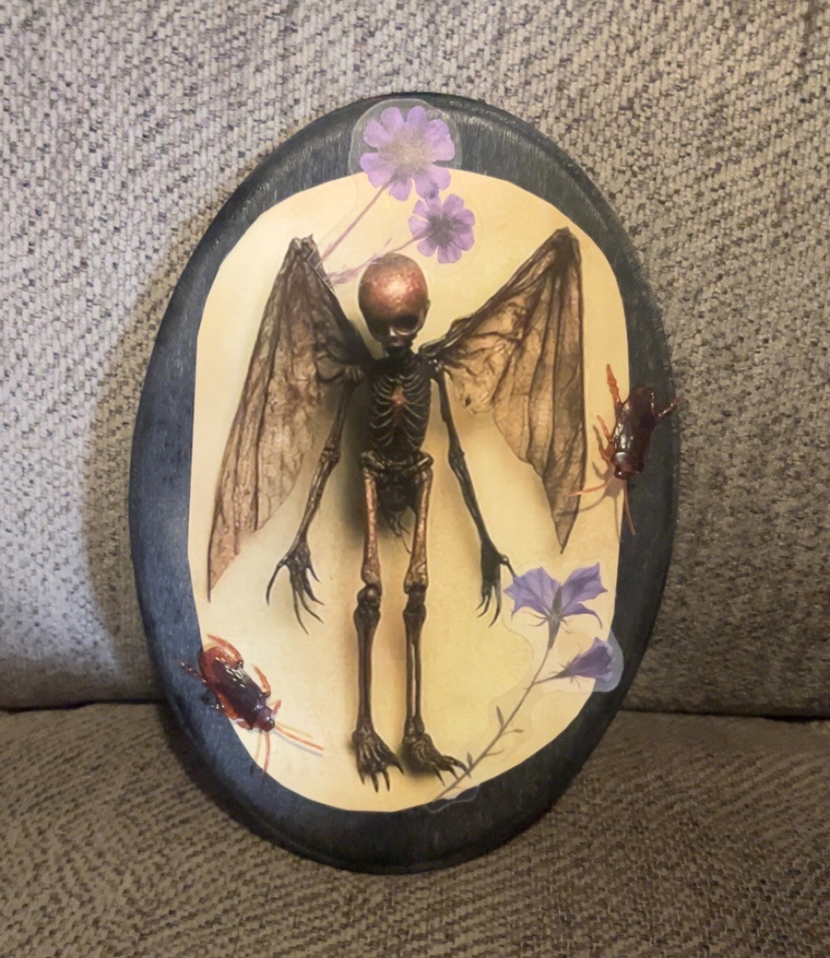 Fairy Skeleton Oddity Plaque Wall Decor Weird OOAK