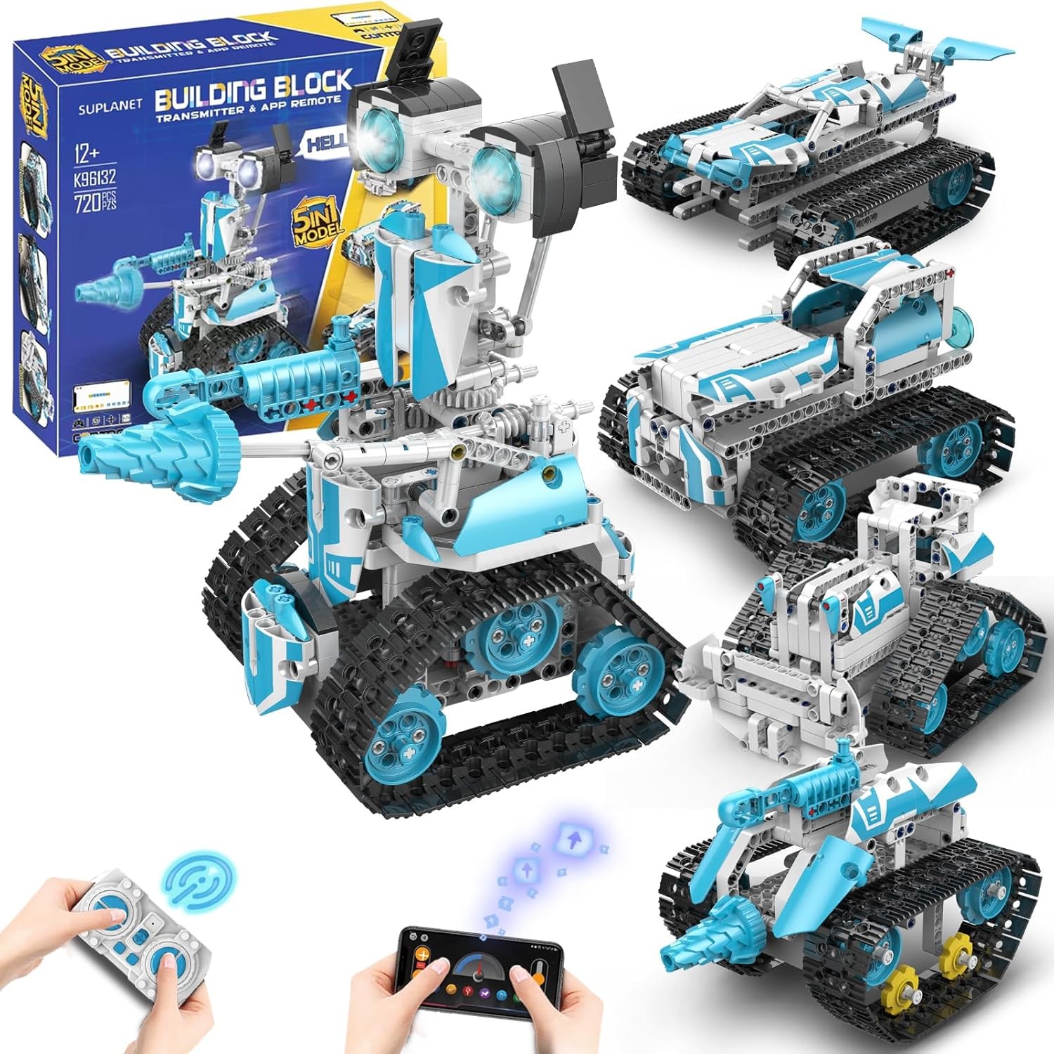 5-in-1 Educational STEM Robot Kit for Kids 8-14, Remote & APP Control