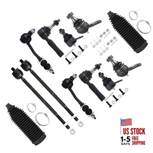 12pcs Front Suspension Kit Outer Inner Tie Rod End w/Boot Replacement for 