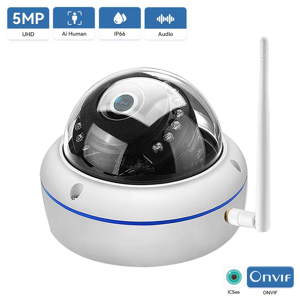 5MP Wifi Camera Icsee ONVIF Wireless/Wired Camera Audio Record Email Alert Xmeye