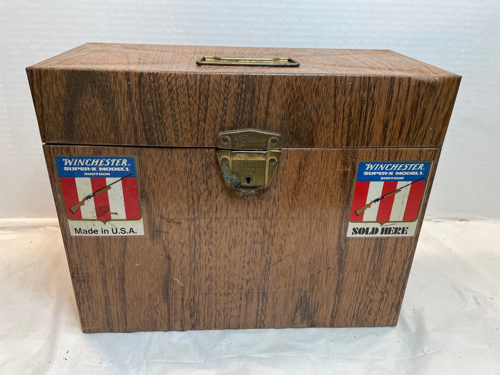 Vintage Personal Metal Storage Case Box - Wood Grain - No Key