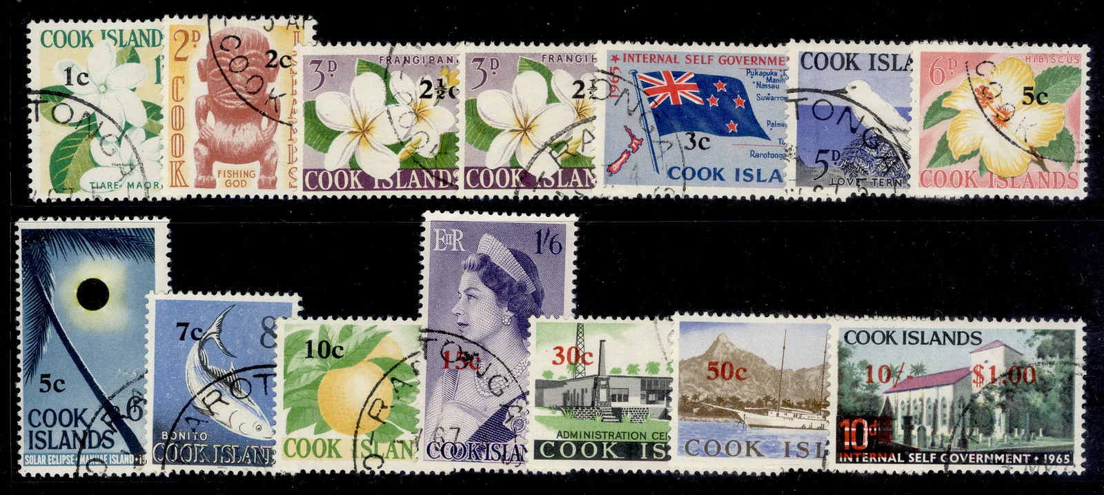 COOK ISLANDS QEII SG205-218, 1967 Decimal currency set, FINE USED. Cat £23.
