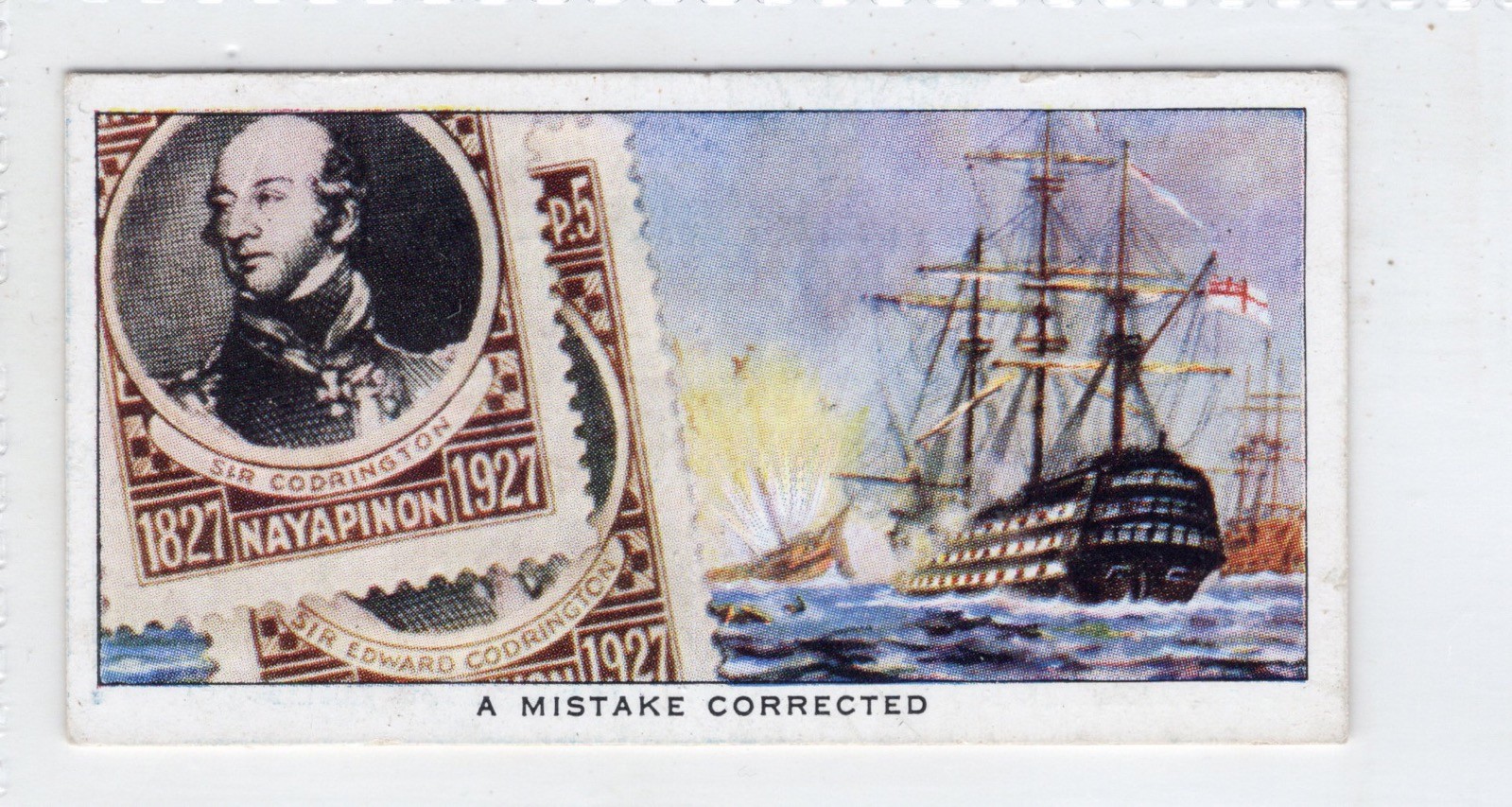 Cigarette Card featuring Postage stamp. Battle of Navarino Greece