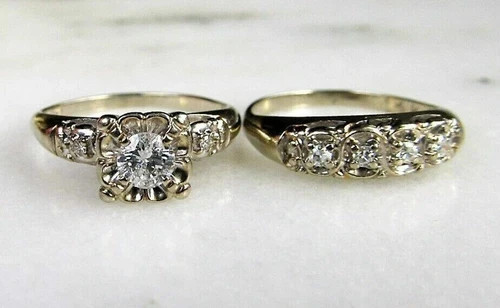 2.98Ct Round Cut Lab Created Diamond 14K White Gold FN Wedding Ring Set