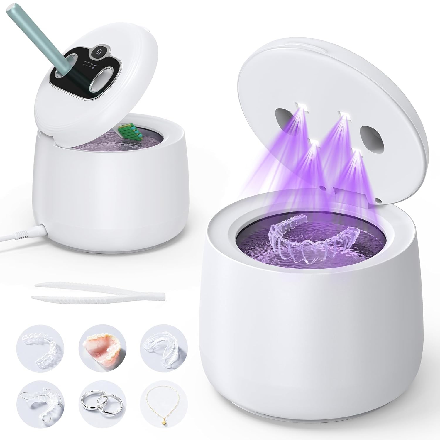 Ultrasonic Retainer Cleaner Machine: Dental Cleaning Pod for Dentures, 