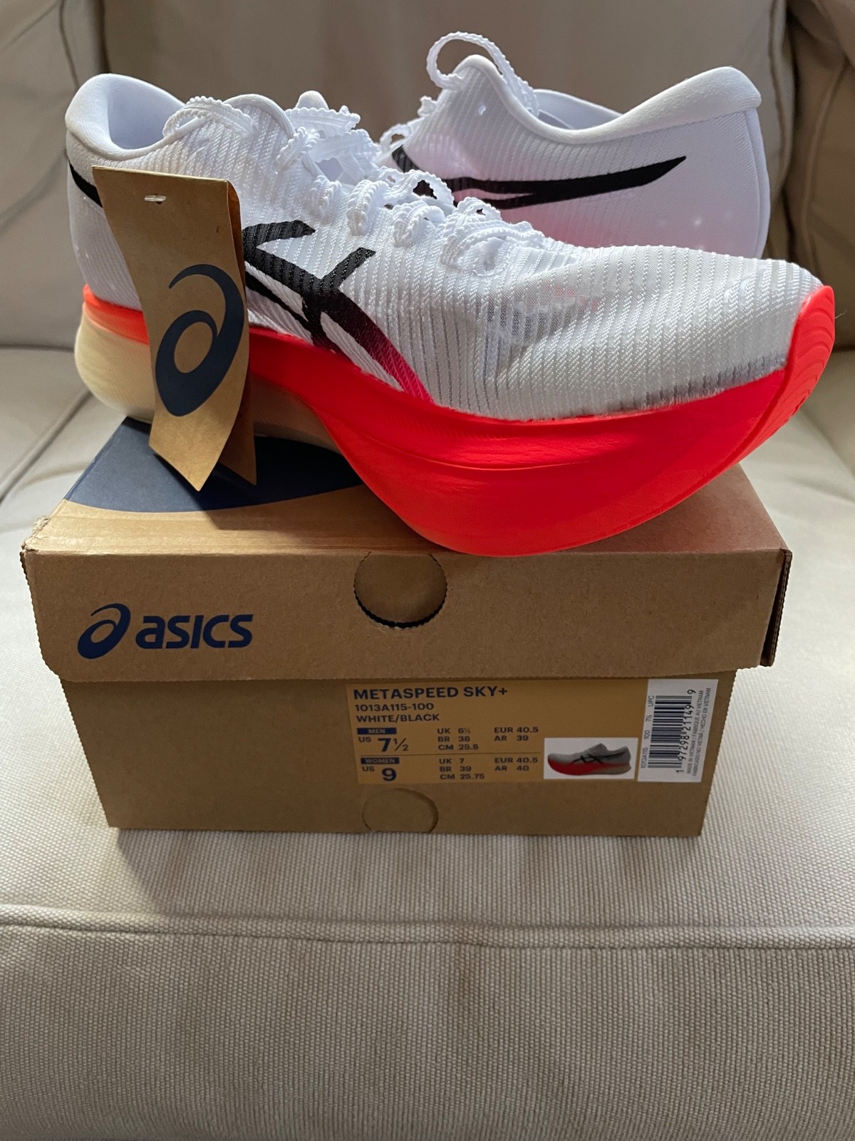 Asics Metaspeed Sky+  New in Box  Men size 7.5/ Women size 9 White/Black