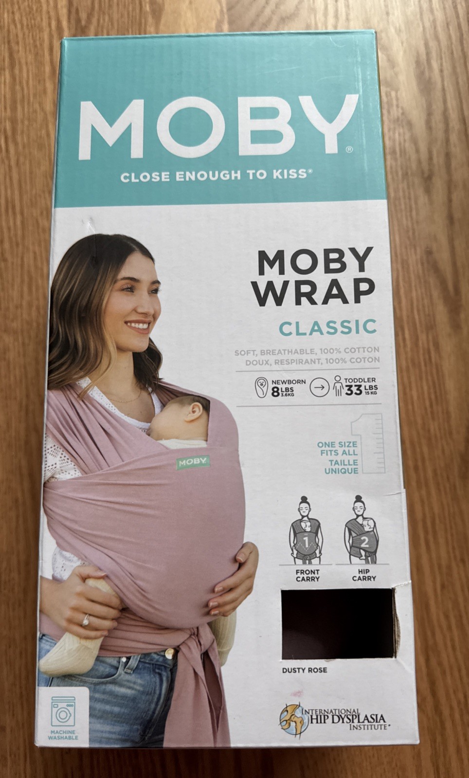 Moby Classic Wrap Baby Carrier Pink 8lbs-33 lbs or 3.6 Kg—15kg  100% Cotton Knit