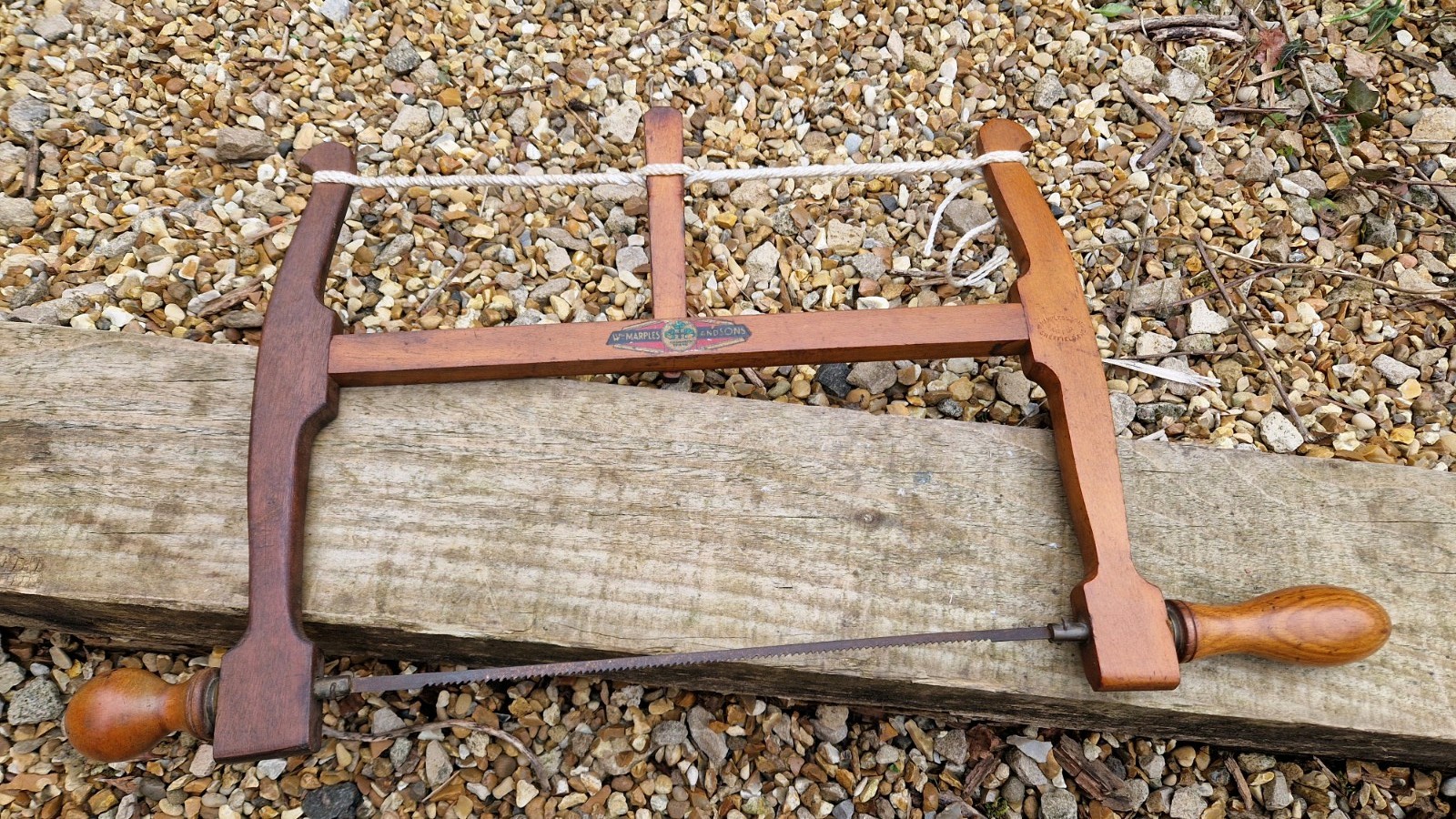 Vintage Wooden Bow Saw by WILLIAM MARPLES & SONS SHEFFIELD 12” Shamrock Brand