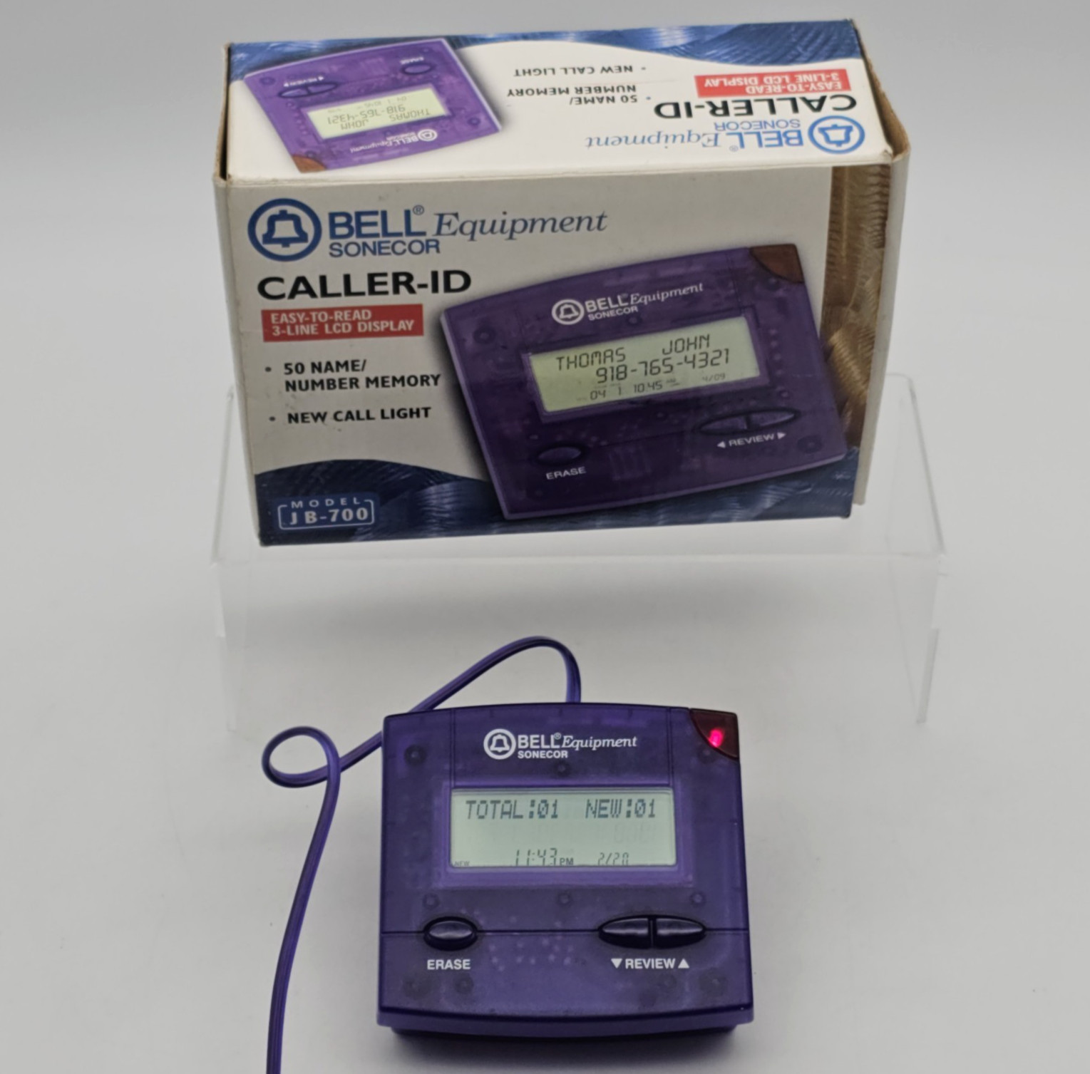 Bell PURPLE Sonecor Caller-ID Easy to Read JB-700 50 Name/Number Memory Light