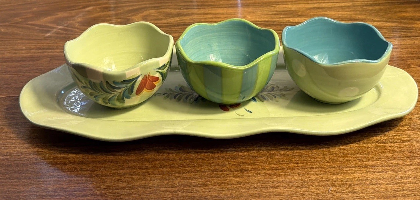 Gail Pittman Sienna 4 Piece Provence Tidbit Bowls & Tray Southern Living At Home