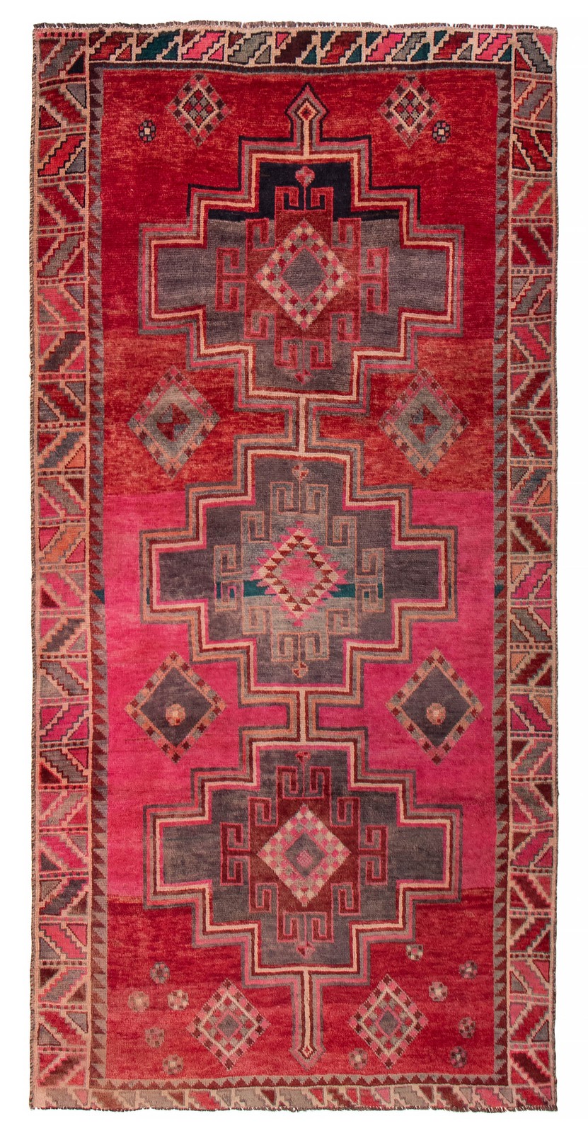 Vintage Geometric Area Rug 4'8" x 9'3" Traditional Hand-Knotted Wool Carpet