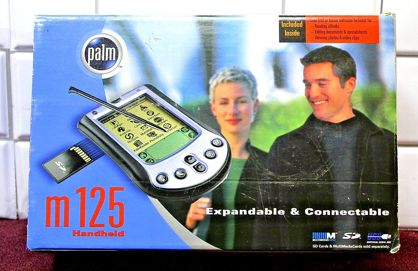Palm Pilot M125 With 2 Stylus, Multimedia Card, Original Box, and Manuals