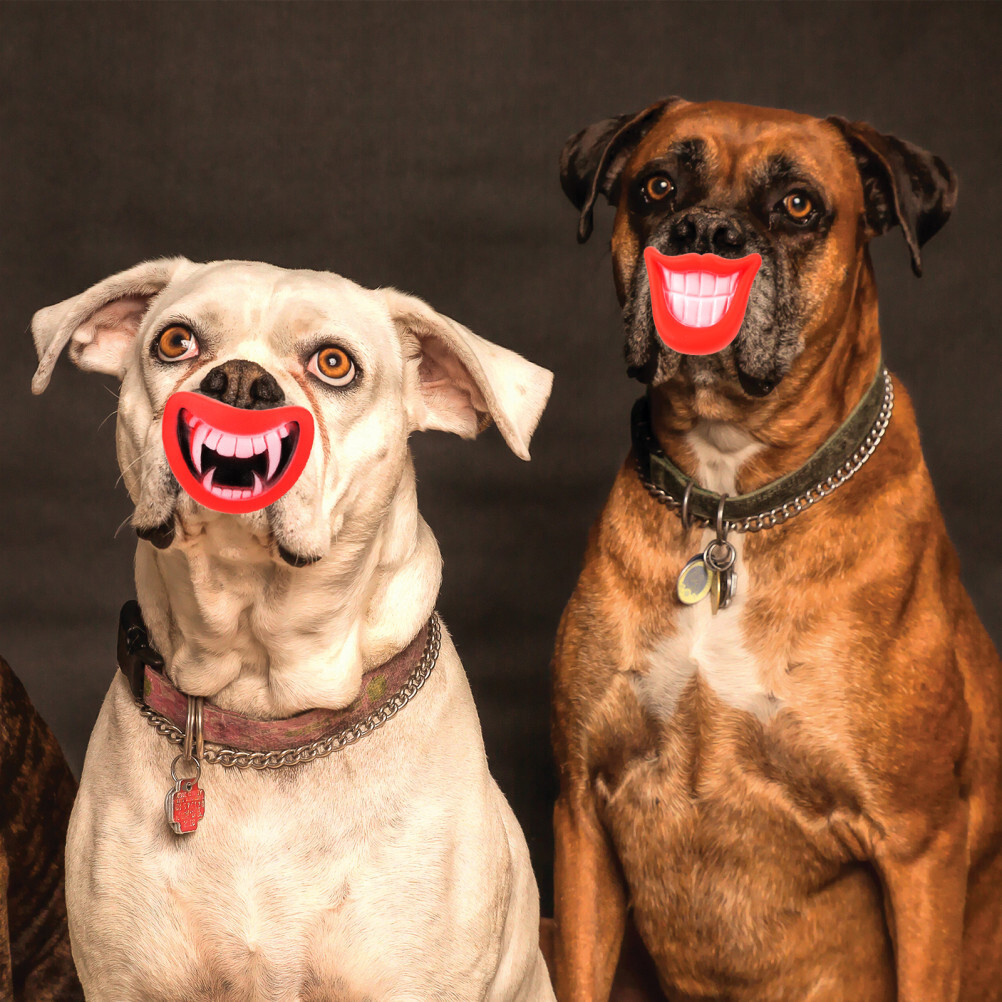 3PCS Chew Toys Silicone Pig Face Fangs Red Fangs Red Lip Toys Cosplay Favors