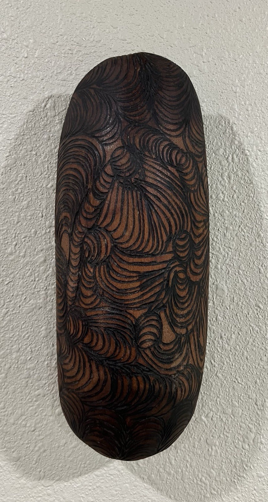 Australian Wire Burn Incised Decorated Aboriginal COOLAMON Bowl Vintage Wall Art