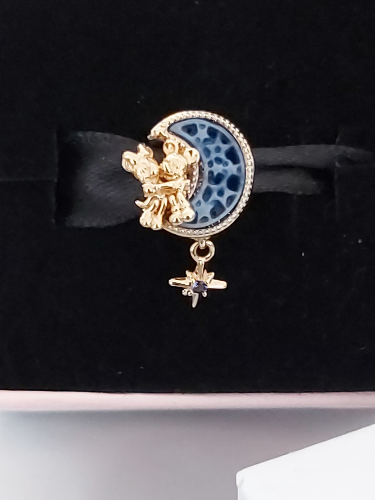 PANDORA *Retired* SS & 14K Gold-Plated Disney Mickey & Minnie Crescent Moon