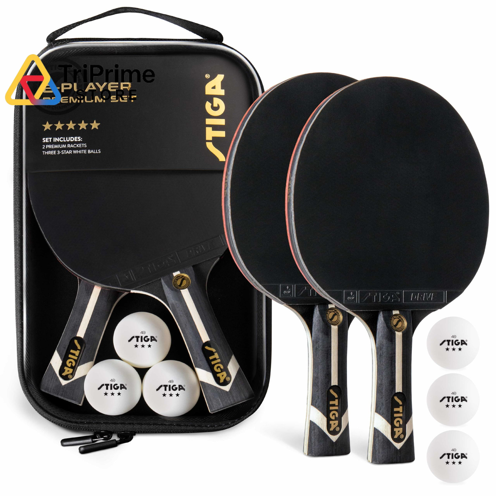 STIGA Premium 2‑Player Table Tennis Set – Includes 2 ITTF Approved Black 