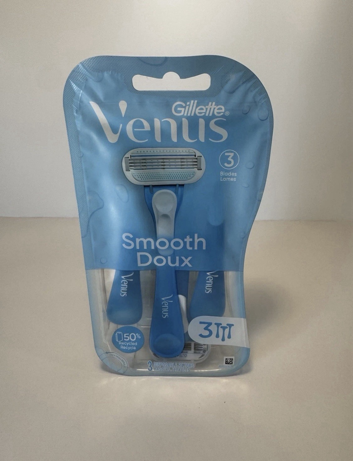 Gillette Venus Smooth Doux Women's Razor 3-Blades Pack Pivoting Rounded Head