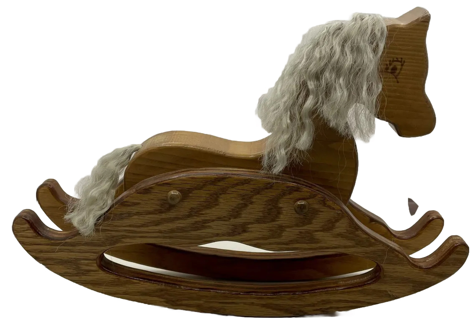 Vintage Handmade Wood Doll Rocking Horse Toy 11”H