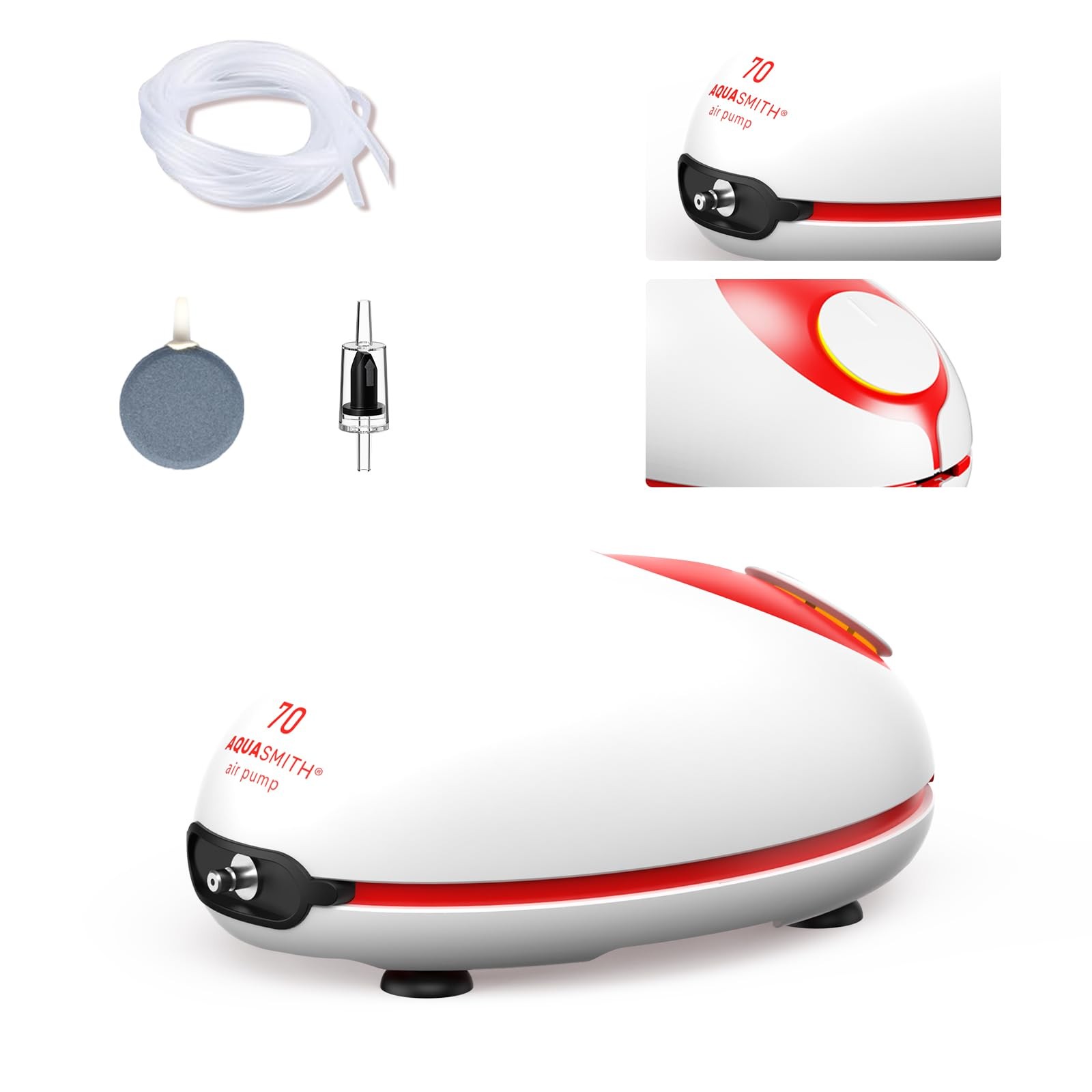 1w Ultra Quiet Aquarium Air Pump, Aquarium Aerator Adjustable Airflow, Single...