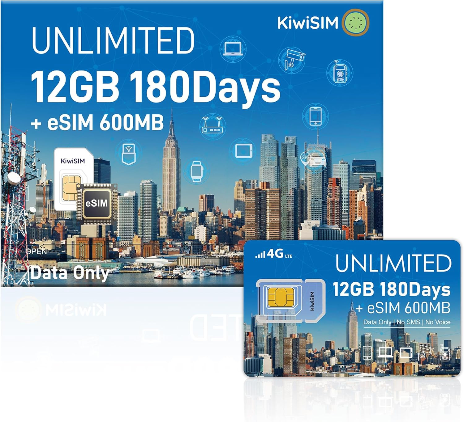12GB SIM Card & Esim, Data Only SIM for Android & Ios Unlocked Phones, Unlimited