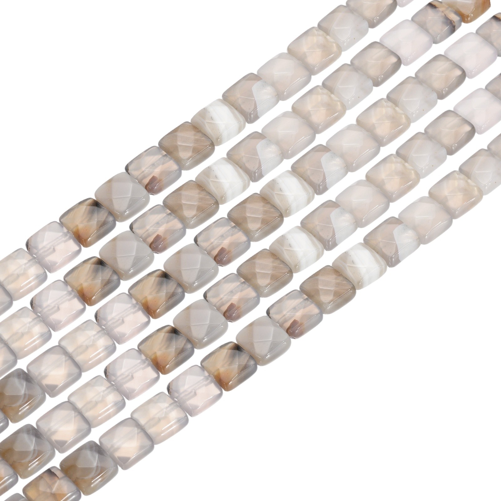 25 Pack Natural Stone Beads, 8mm Natural Gray Agate Stones, Clear Gray