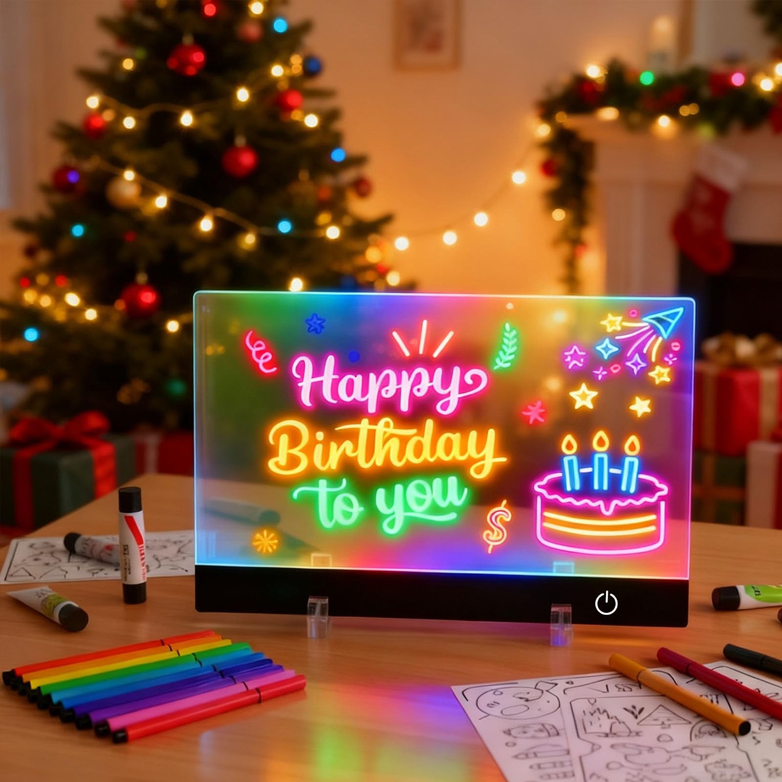 Led Drawing Board for Kids Doodle Board & Adults Message Board w 7 Dry Erase ...