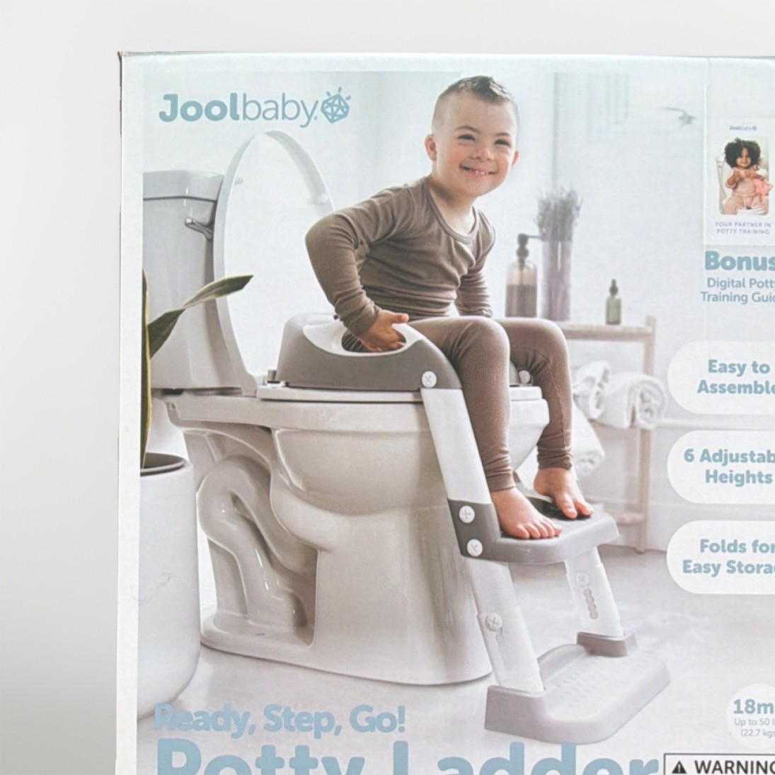 Jool Baby Potty Gray Adjustable Height Built-In Handles Steps Potty Training