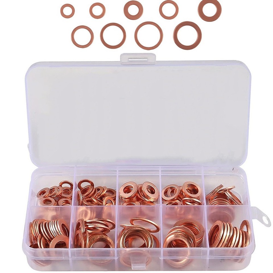 Quality Copper Washer Gasket Set 50/100/120 pcs for Reliable Performance