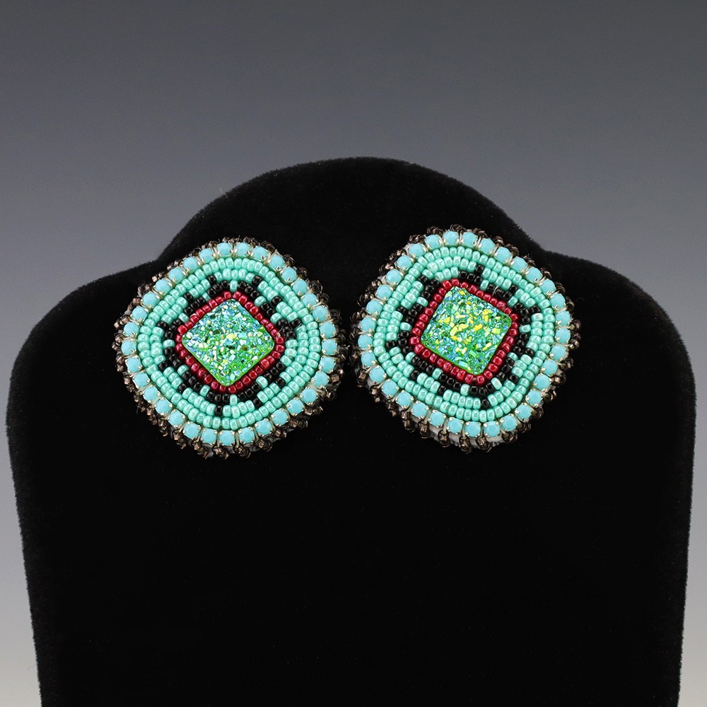 NATIVE AMERICAN NAVAJO BEADED EARRINGS BY SAMANTHA JACKSON