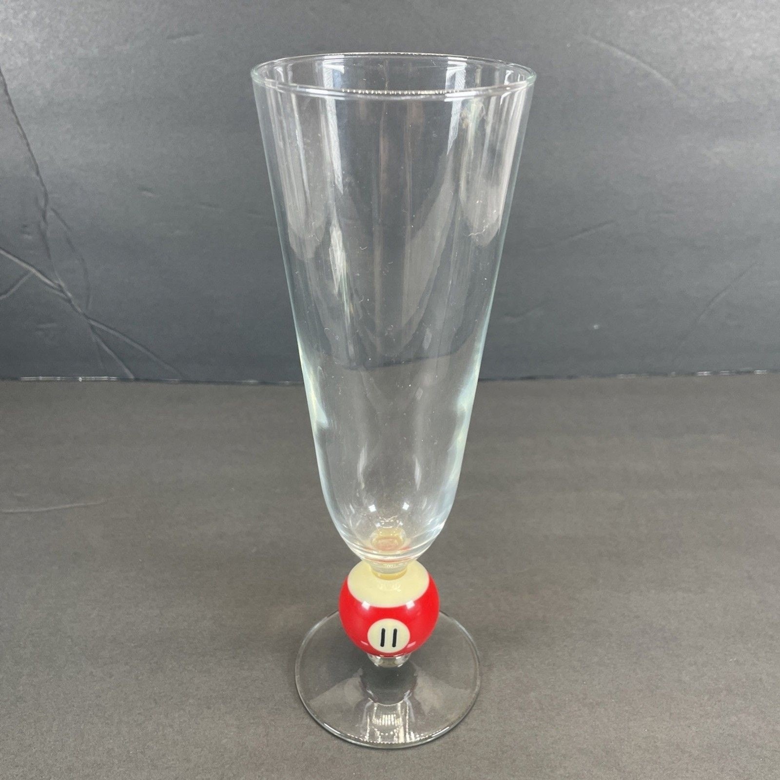Vtg Billiard Pilsner #11 Pool Ball Stemmed Glass Barware Pool Drinkware 8.75"(H)