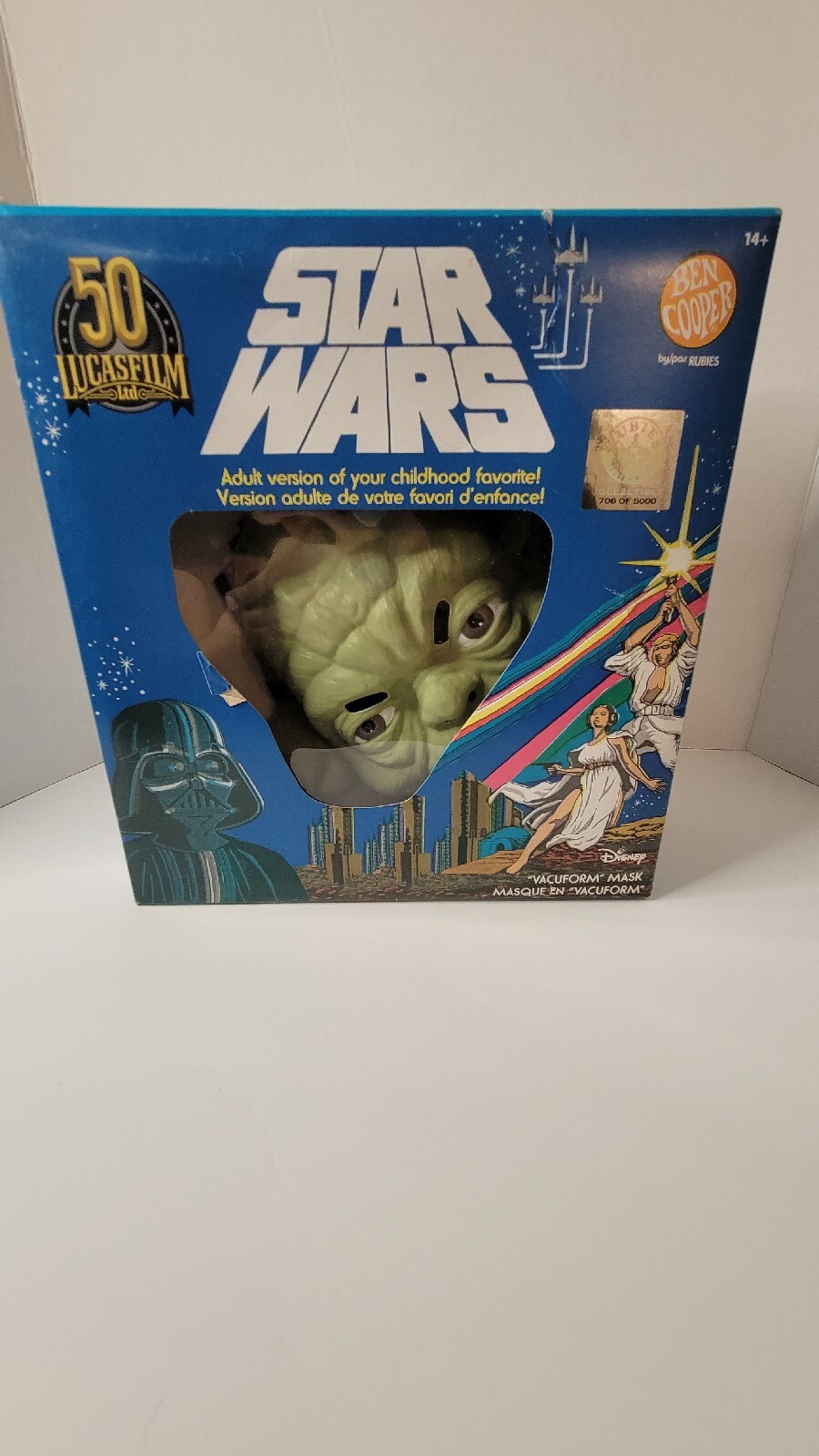 Star Wars YODA Mask Ben Cooper Halloween Costume Adult 50th Anniv Disney #706