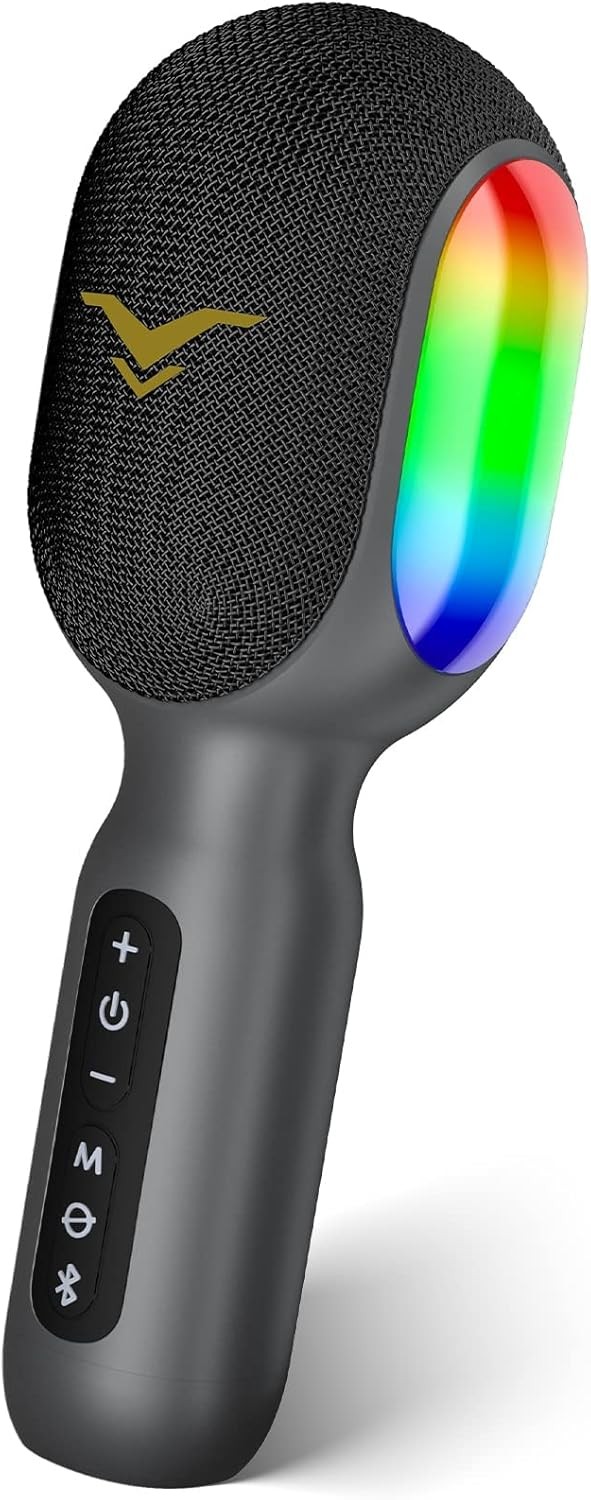 Wireless Bluetooth Karaoke Microphone Speaker with RGB Lights