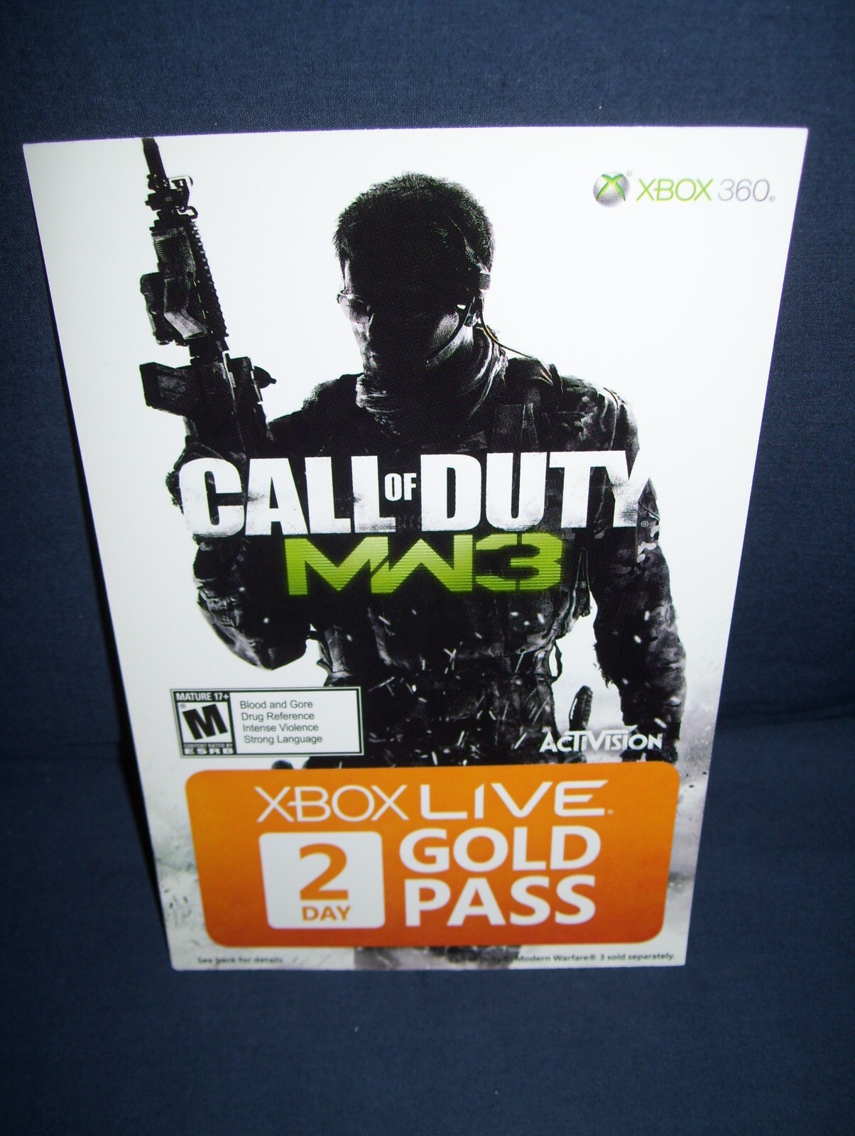 XBOX360 Call of Duty MW3 Xbox Live 2 Day Gold Pass Card 2011