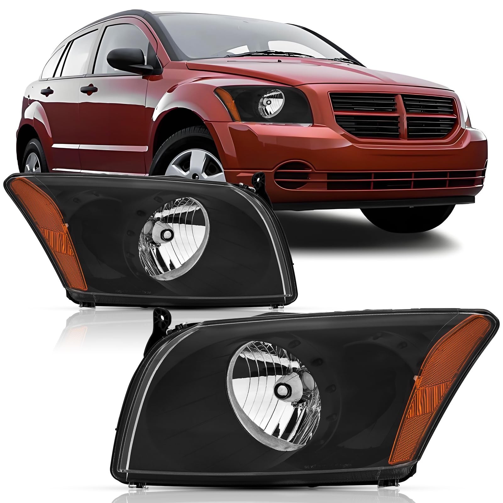 corkiauto Headlights Assembly For 2007 2008 2009 2010 2011 2012 Dodge Caliber...