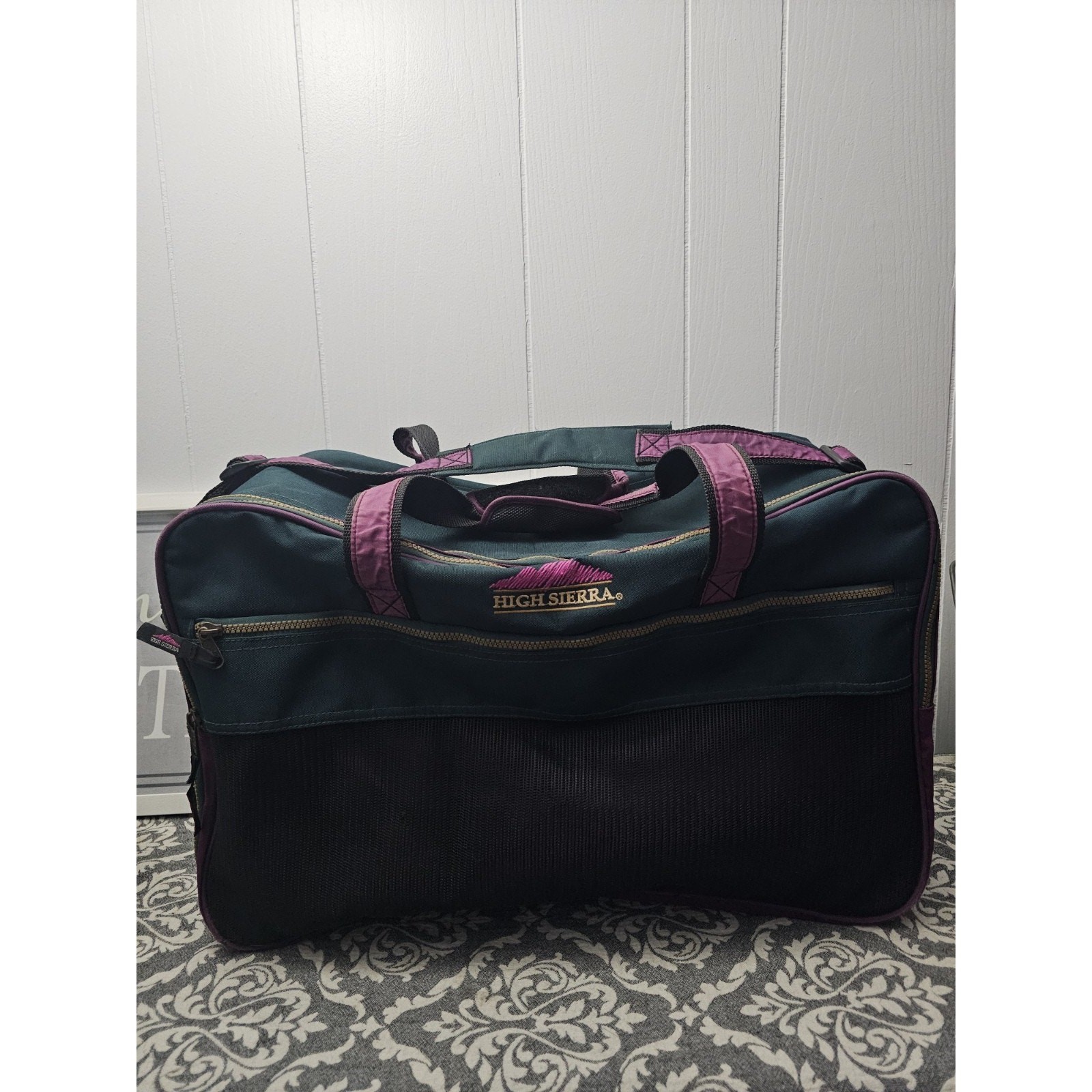 Vintage 90s High Sierra Duffle Bag Purple Green Travel Bag Luggage 22in