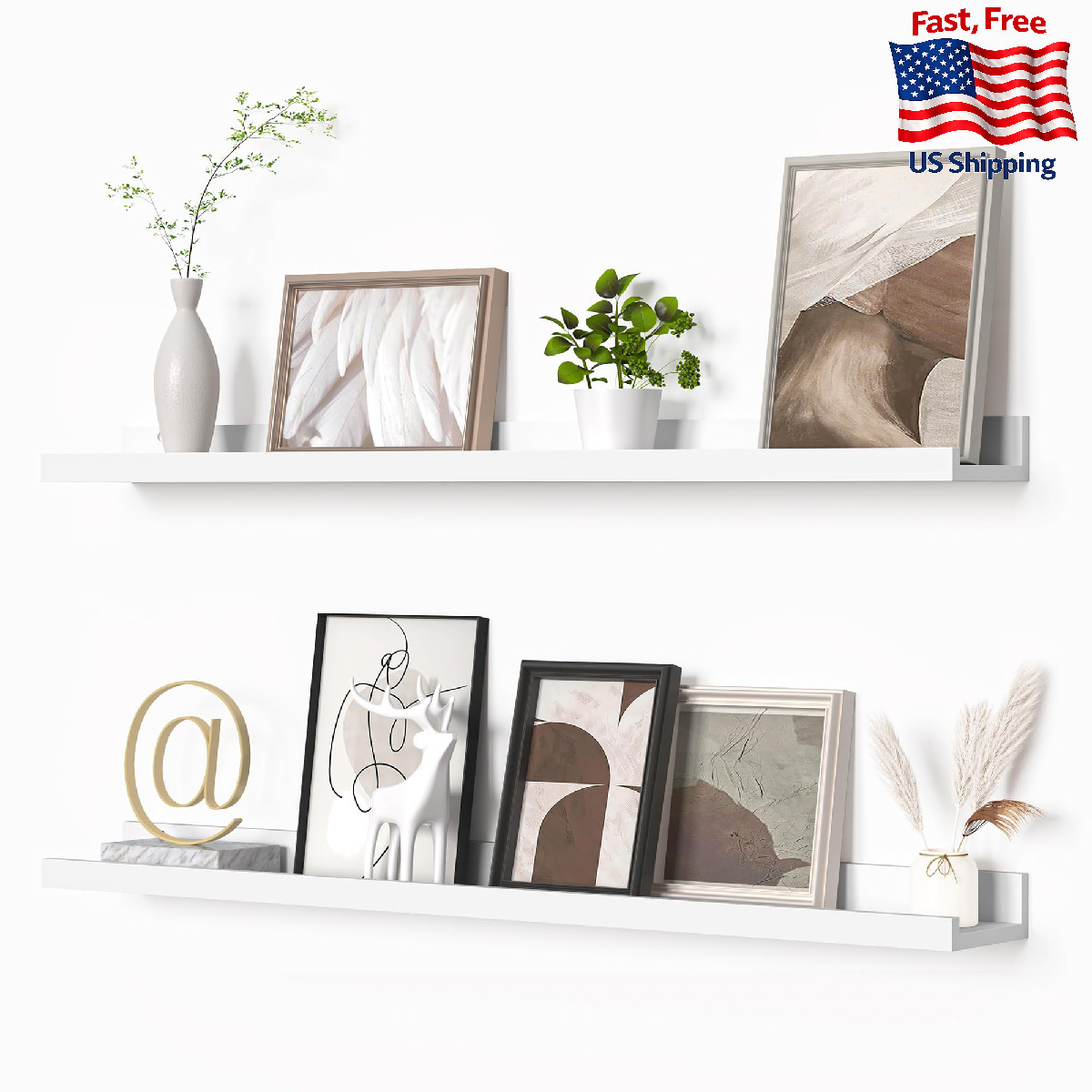 Heimlove Picture Ledge Shelf, Floating Shelves Set of 2, 36 Inches Picture Shelf