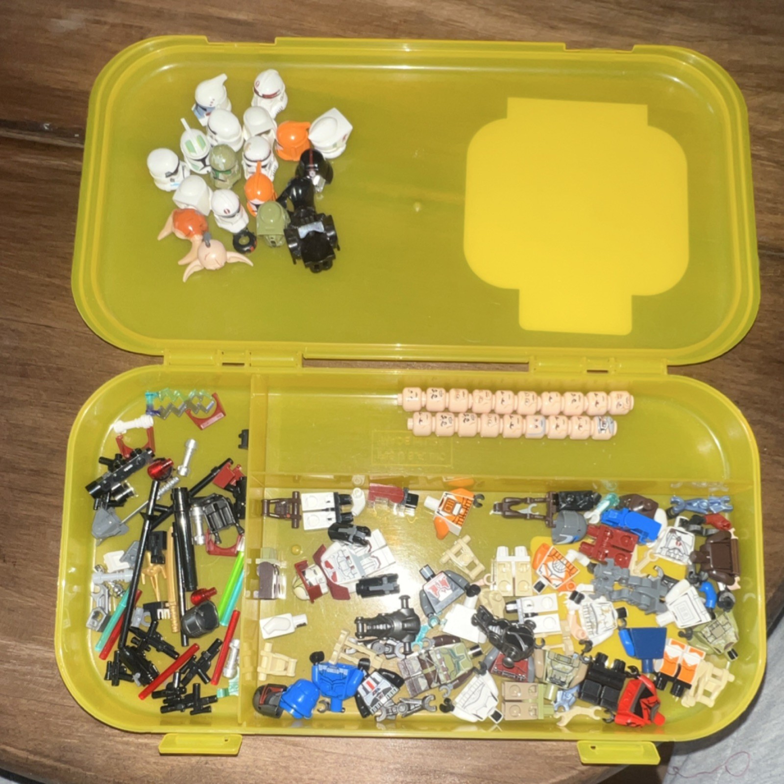 LEGO Minifigure Parts Accessories Bulk Lot Multicolor Plastic Yellow Storage Box