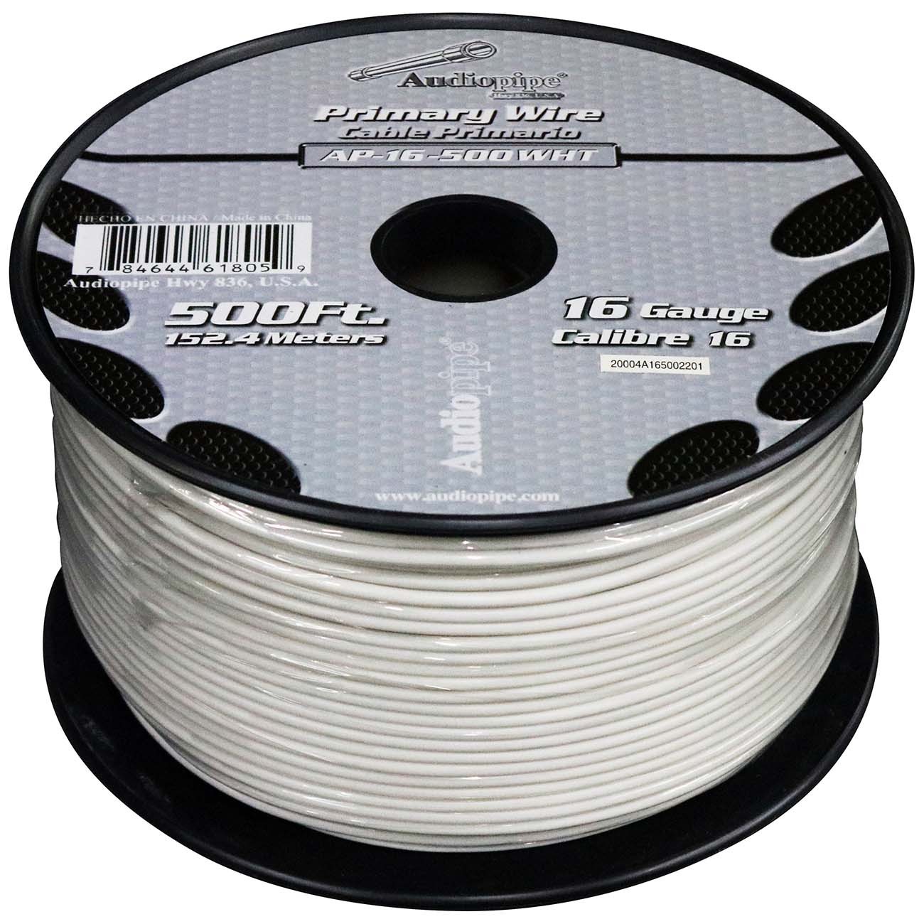 Audiopipe AP16500WH 16-Gauge Primary Wire – 500 ft White Automotive Electrica...