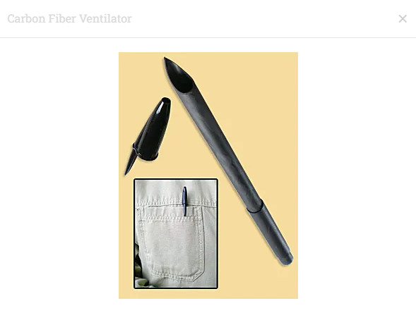 Carbon Fiber Ventilator- Handcuff Key, Self Defense