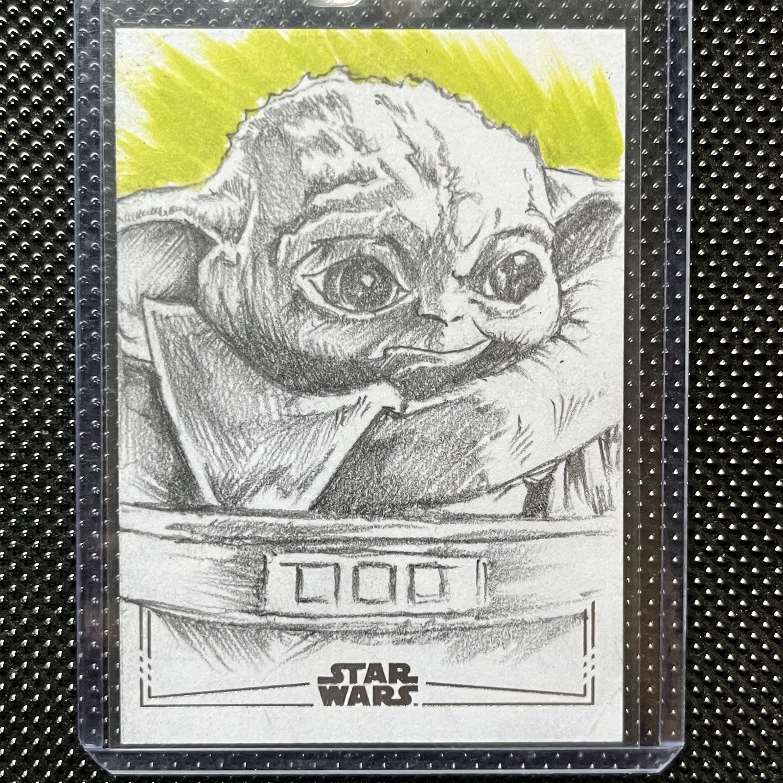 2025 Topps Chrome Star Wars Grogu Silver Foil Sketch by Jason Queen 1/1