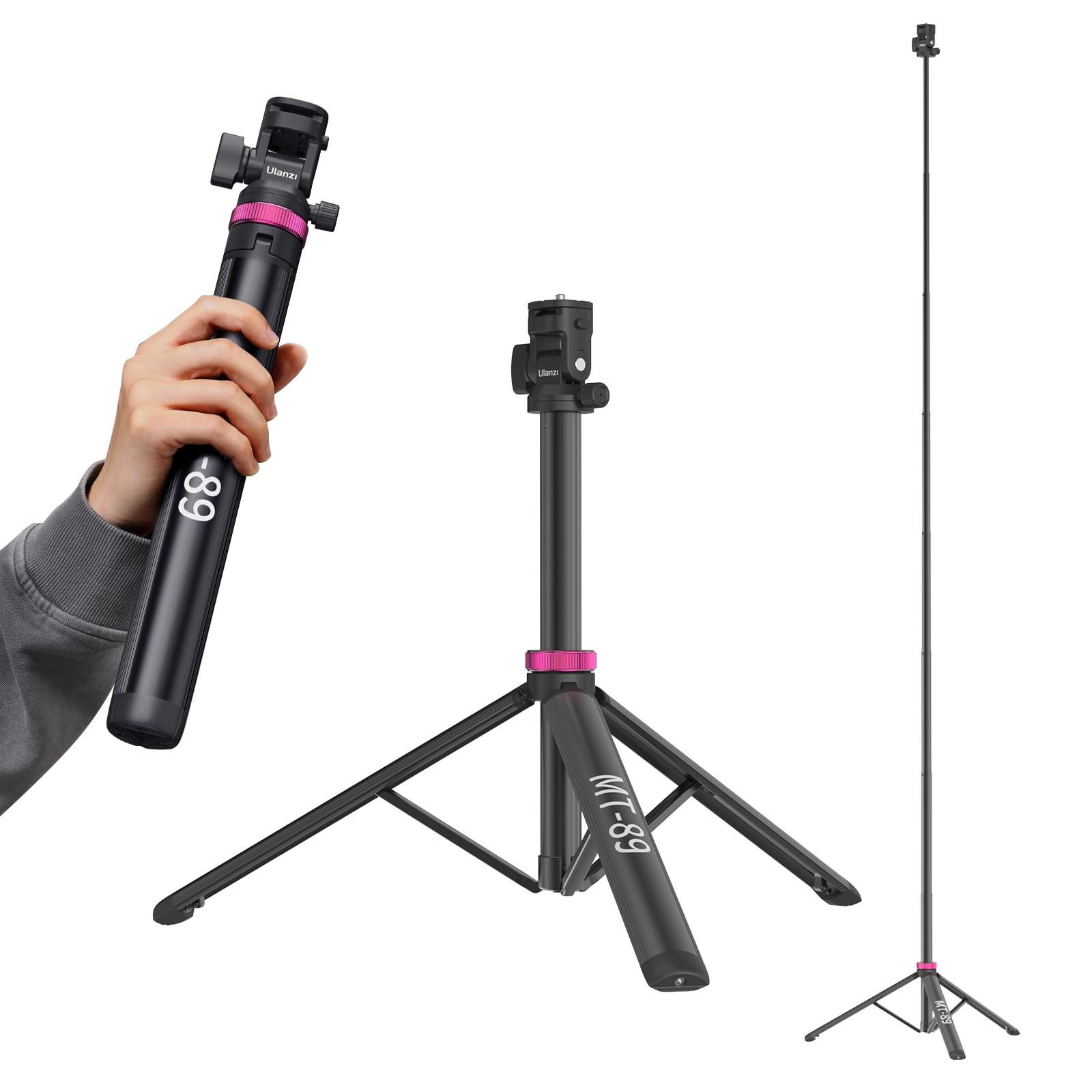 Ulanzi mt-89 extendable tripod aluminum, 82" portable adjustable light stand ...