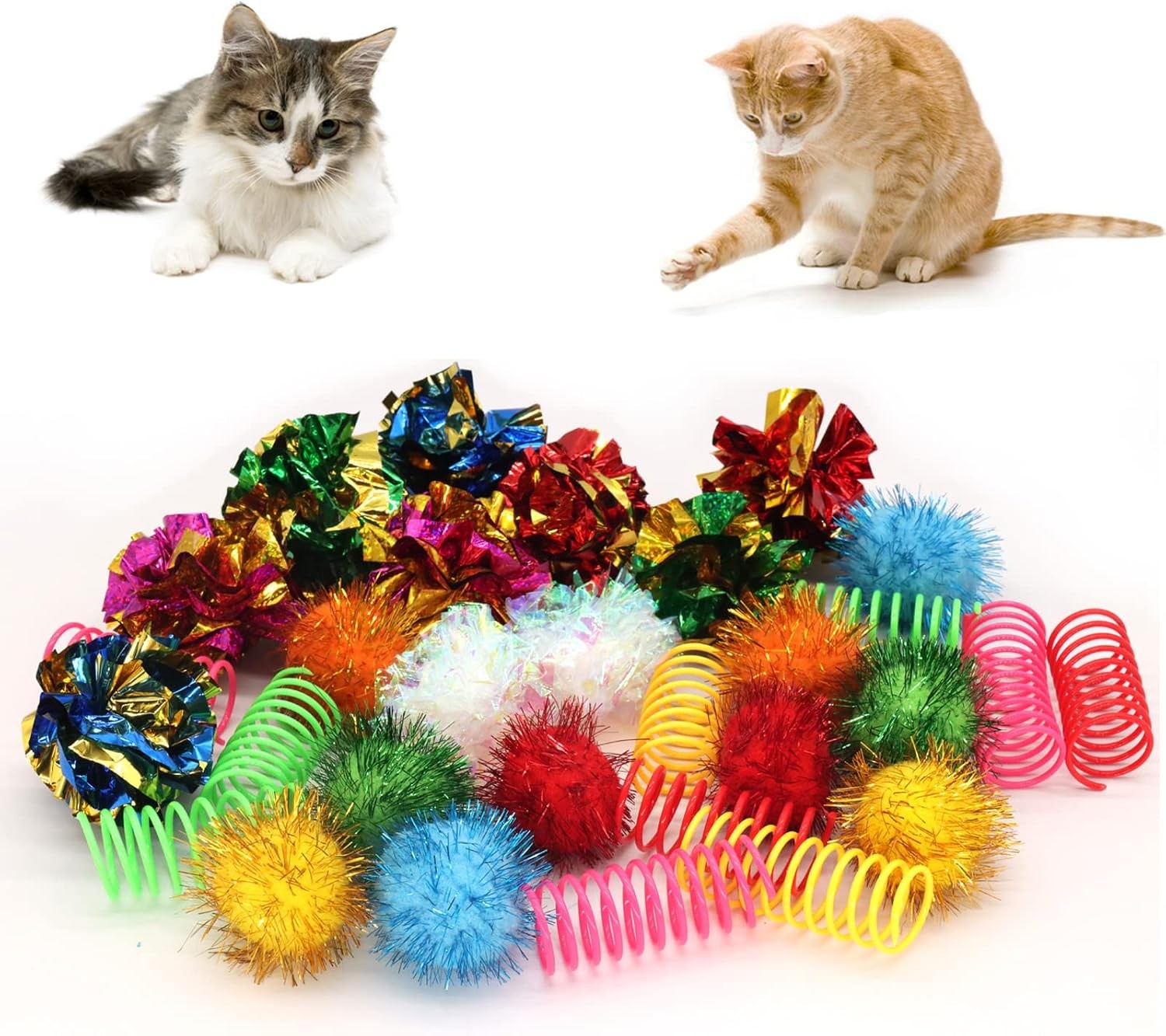 Cat Toys, 30 Packs Interactive Cat Toy Pack Including Cat Crinkle Ball