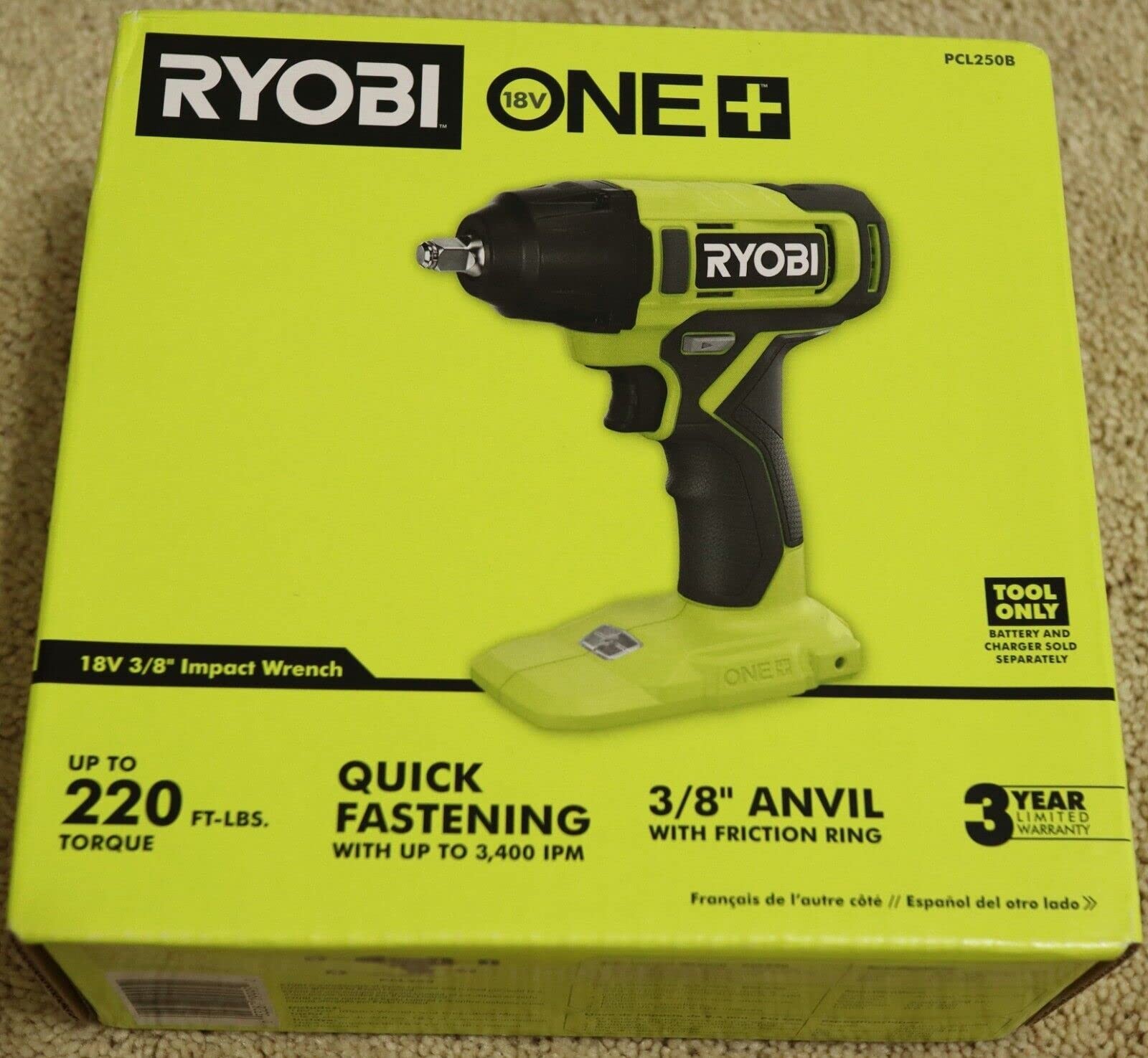 ONEAND 18V Cordless 3/8 in. Impact Wrench Tool ONLY Green and Black 