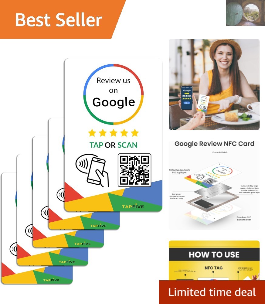 Tap for Instant Reviews - 5-Pack NFC & QR Google Review Cards for Businesses